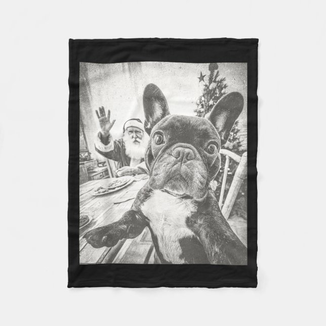 Cobertor De Velo Cachorro Bulldogue Francês Ai Engraçado Selfie Com (Frente)