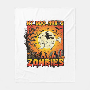 Cobertor De Velo Cachorro Caça Zumbis Dia das Bruxas Fantasmas Brux