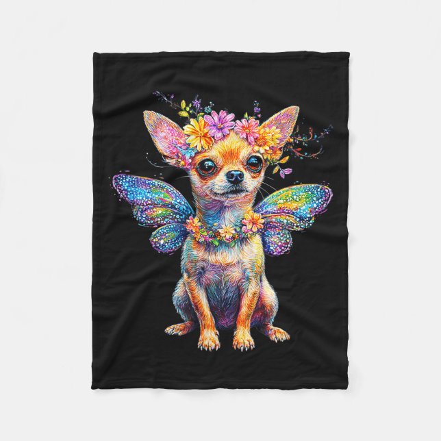Cobertor De Velo Cachorro Chihuahua Angelical Com Asas  (Frente)