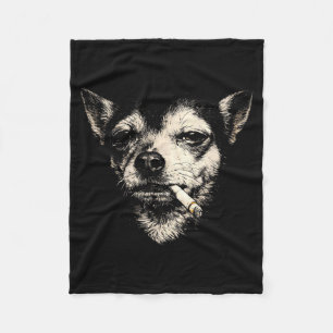 Cobertor De Velo Cachorro chihuahua engraçado fumando vintage y2k g