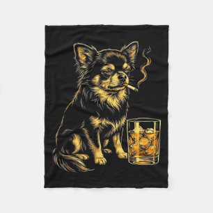 Cobertor De Velo Cachorro Chihuahua fumando vintage meme engraçado 