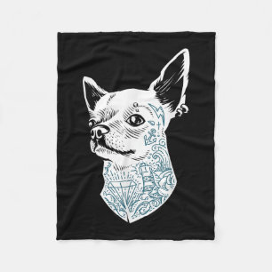 Cobertor De Velo Cachorro Chihuahua hipster Com Tatuagens Escolares