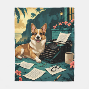 Cobertor De Velo Cachorro Corgi com pelo brilhante e uma máquina de