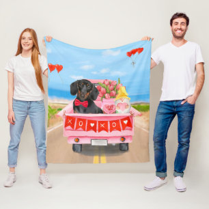 Cobertor De Velo Cachorro Dachshund Caminhão Dia dos Namorados Cora