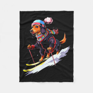 Cobertor De Velo Cachorro dachshund esquiador esquiador esqui inver
