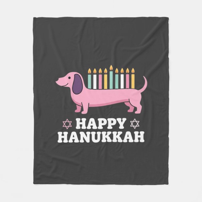 Cobertor De Velo Cachorro Dachshund Feliz Hanukkah (Frente)