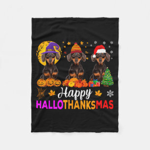 Cobertor De Velo Cachorro Dachshund Halloween Natal Hallothanksmas
