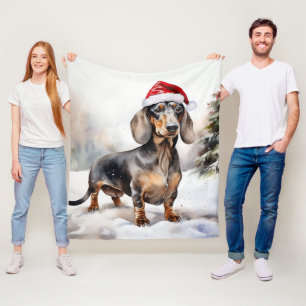 Cobertor De Velo Cachorro Dachshund na Neve Natal