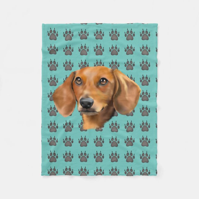 Cobertor De Velo Cachorro Dachshund Vermelho (Frente)
