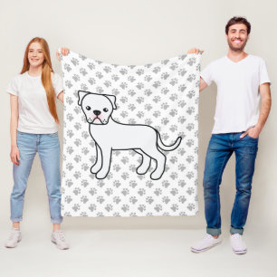Cobertor De Velo Cachorro de Cartoon White American Buldot
