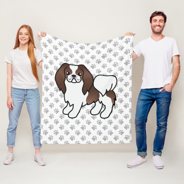Cobertor De Velo Cachorro de desenho japonês Chin marrom e branco & (In Situ)