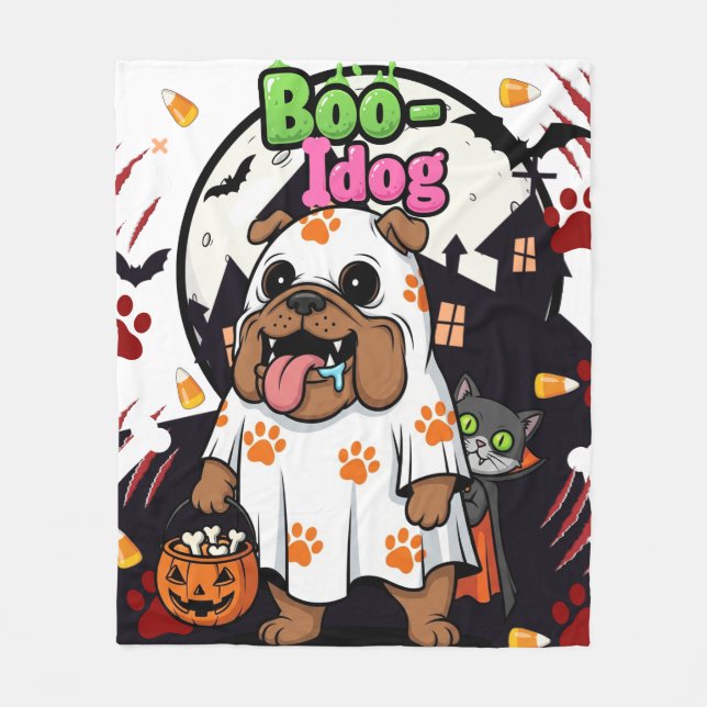 Cobertor De Velo Cachorro de Halloween "Boo Idog" Cachorro Cachorro (Frente)