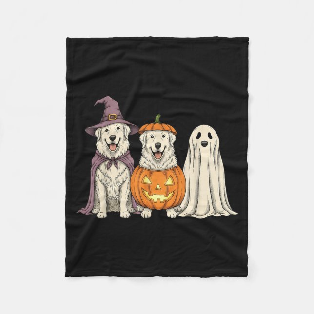 Cobertor De Velo Cachorro de Halloween de Abóbora Great Pyrenees Fa (Frente)