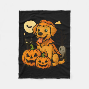 Cobertor De Velo Cachorro de Halloween Fofo Com Abóboras e Gato Pre