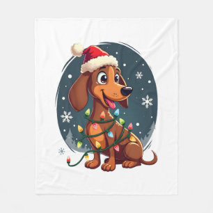 Cobertor De Velo Cachorro de Natal Dachshund Papai Noel Xmas Wiener