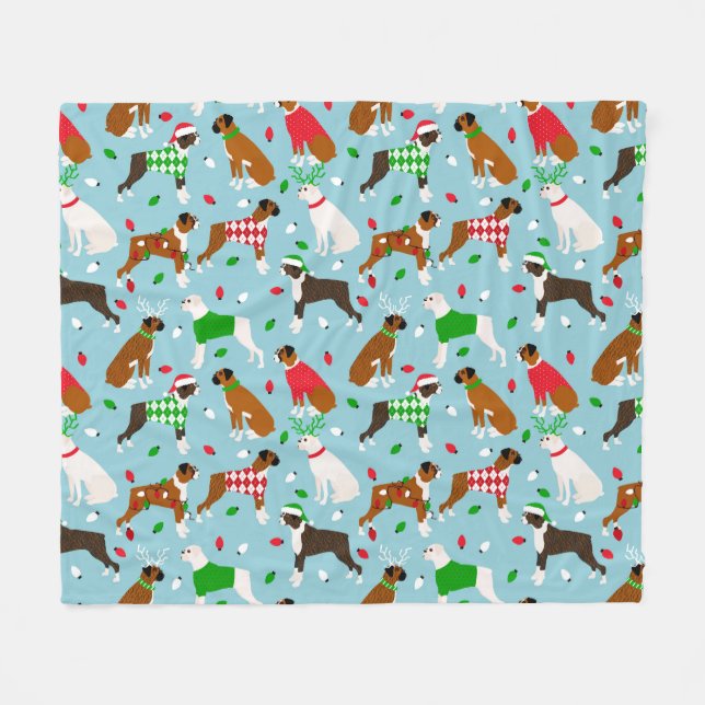 Cobertor De Velo Cachorro de Natal Fleece Blanket (Frente (Horizontal))