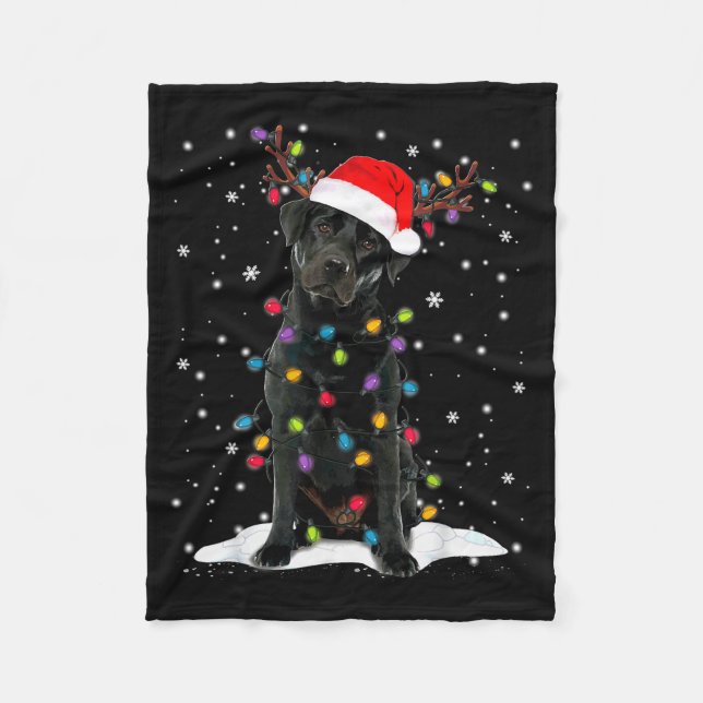 Cobertor De Velo Cachorro de pijama de luz de árvore de Natal Labra (Frente)