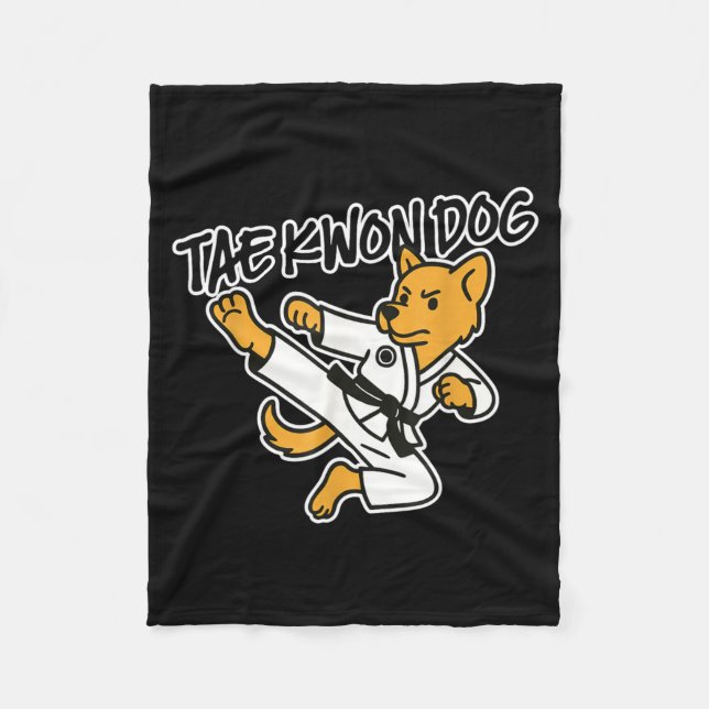 Cobertor De Velo Cachorro de Taekwondo Chute Voador de Artes Marcia (Frente)