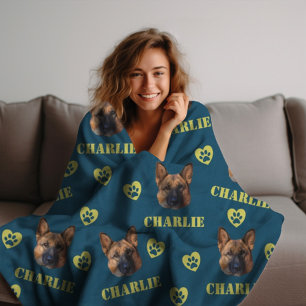 Cobertor De Velo Cachorro do german shepherd, foto personalizada e