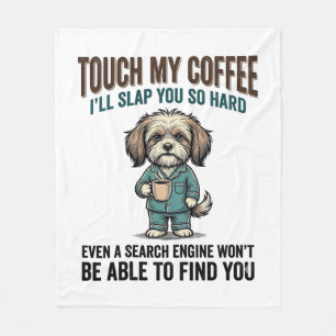 Cobertor De Velo Cachorro Engraçado Café Aviso Desenho de Gravura V