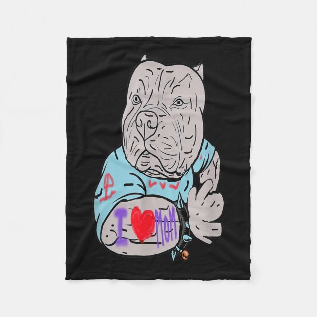 Cobertor De Velo Cachorro Engraçado, Eu Amo A Mãe Tatuando Presente (Frente)
