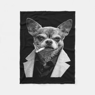 Cobertor De Velo Cachorro Engraçado Fumando Cigarro Chihuahua Meme
