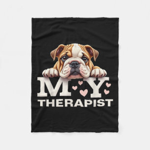 Cobertor De Velo Cachorro Engraçado Meu Terapeuta Bulldog Inglês 