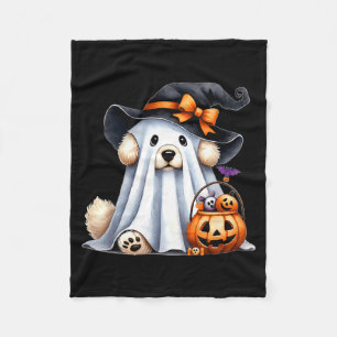Cobertor De Velo Cachorro Fantasma de Halloween