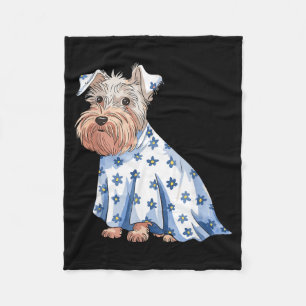 Cobertor De Velo Cachorro Fantasma de Halloween Com Flores Engraçad