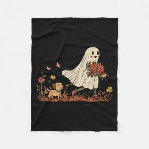 Cobertor De Velo Cachorro Floral Fantasma Vintage Halloween Cão