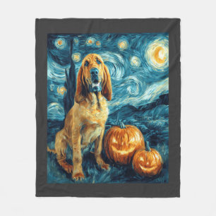 Cobertor De Velo Cachorro Fofo Bloodhound Halloween Abóbora Jack O