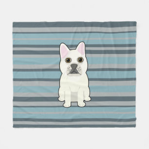 Cobertor De Velo Cachorro francês fofo listrado azul