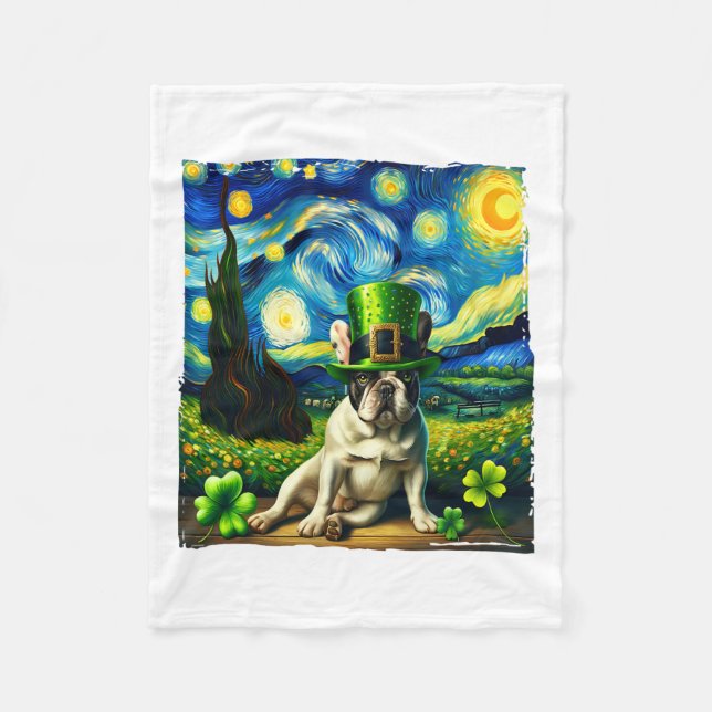 Cobertor De Velo Cachorro francês Starry Night Saint Patricks Day D (Frente)