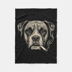 Cobertor De Velo Cachorro fumando cigarro Boxer engraçado Meme