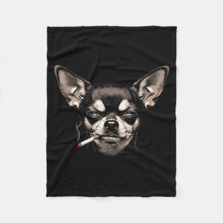Cobertor De Velo Cachorro Fumando Cigarro Funny Chihuahua Meme Home