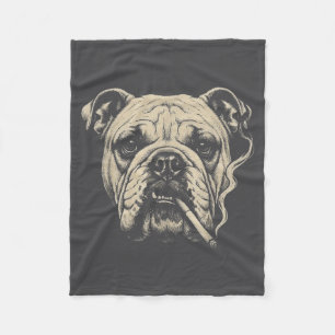 Cobertor De Velo Cachorro Fumando Cigarro Ilustração do Bulldog Ing