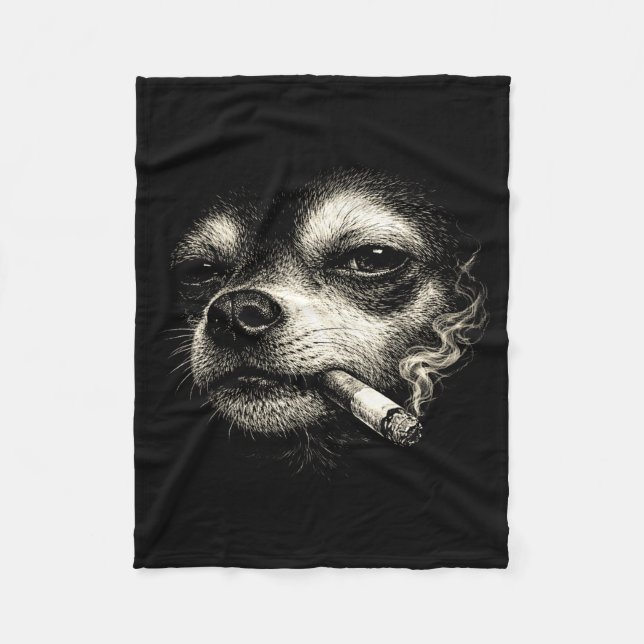Cobertor De Velo Cachorro fumando cigarro meme engraçado do rosto d (Frente)