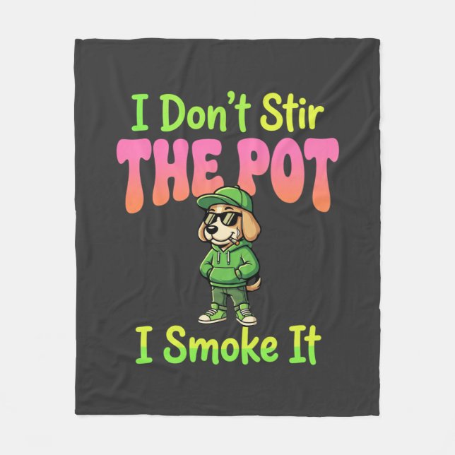 Cobertor De Velo Cachorro Fumante Engraçado de Maconha (Frente)