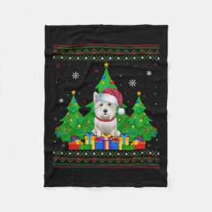 Cobertor De Velo Cachorro Gelado de Santa Hat Westie, Árvore de Nat
