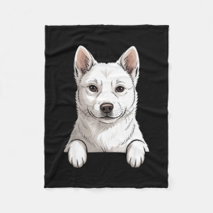 Cobertor De Velo cachorro jindo coreano engraçado branco espiando b
