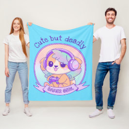Cobertor De Velo Cachorro Kawaii Bonito com Mulher-Jogadora de Azul