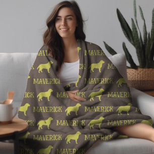 Cobertor De Velo Cachorro Labrador, Nome Personalizado Brown Repeti