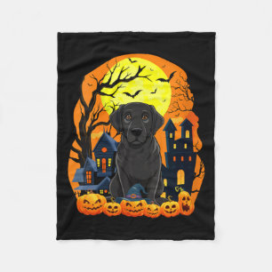 Cobertor De Velo Cachorro Labrador Preto Feminino Com Abóboras Engr