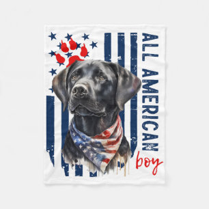 Cobertor De Velo Cachorro Labrador Preto Patriótico Bandeira Dos EU