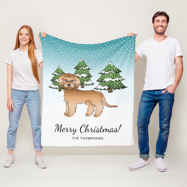 Cobertor De Velo Cachorro Mini Goldendoodle Dourado em uma Floresta (In Situ)
