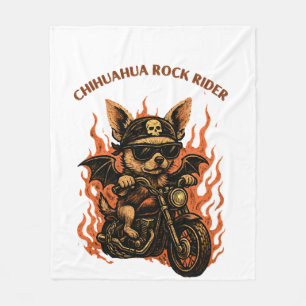 Cobertor De Velo Cachorro Motoqueiro Chihuahua em Moto com Chamas