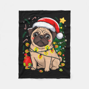 Cobertor De Velo Cachorro Natal Clause Pug Puppy X mas