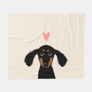 Cobertor De Velo Cachorro Negro e Cachorro Negro e Tom com Coração