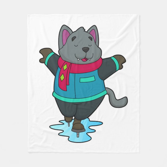 Cobertor De Velo Cachorro no gelo com skates de gelo e escarpa (Frente)