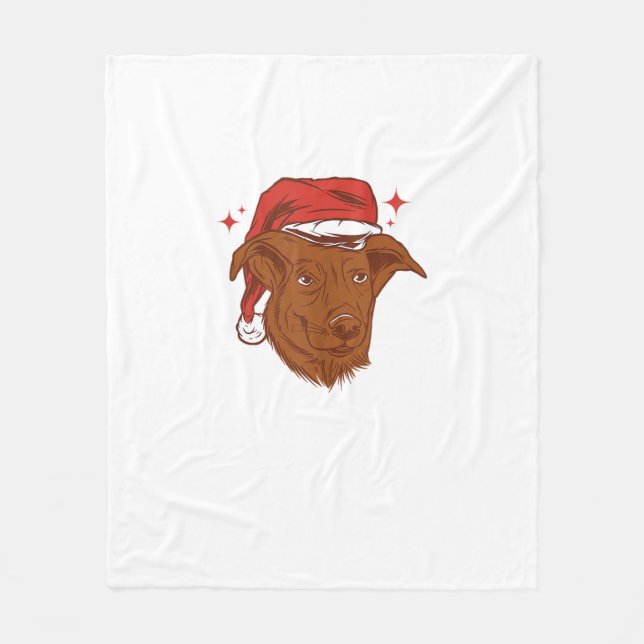 Cobertor De Velo Cachorro Papai Noel - Feliz Natal (Frente)